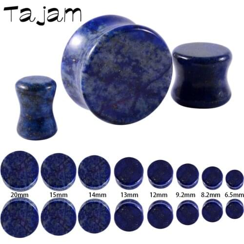 2pcs Lapis Lazuli Round Double Solid Flared Plug Ear Gauge Healing Chakra Stone Ear Expander Weight Body Piercing Jewelry