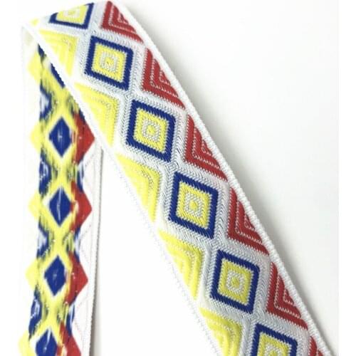 5Yards 26mm 1" Craft Sewing Curtain Clothing Lace Material Geometric Pattern Jacquard Ribbon Home Decoration Woven Ribbons