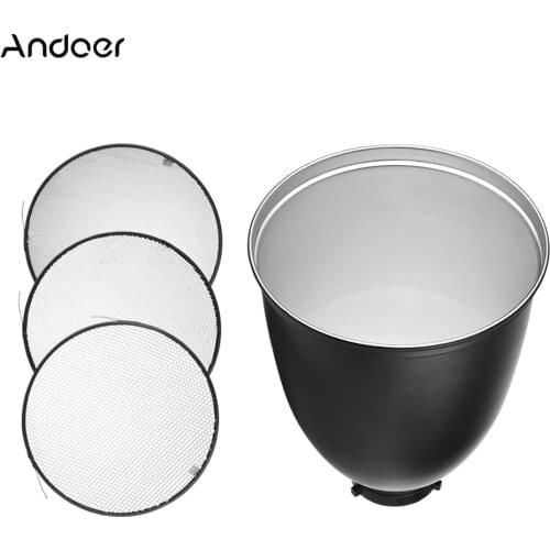 Andoer Mount Reflector Diffuser Shade Lamp Shade with Honeycomb Grid for Bowens Mount Studio Strobe Flash Light Speedlite
