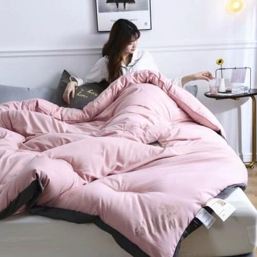 White Superfine Soy fiber Winter single double Quilt printed bedding Comforter Blanket Duvet Filling Cover Twin Queen King Size