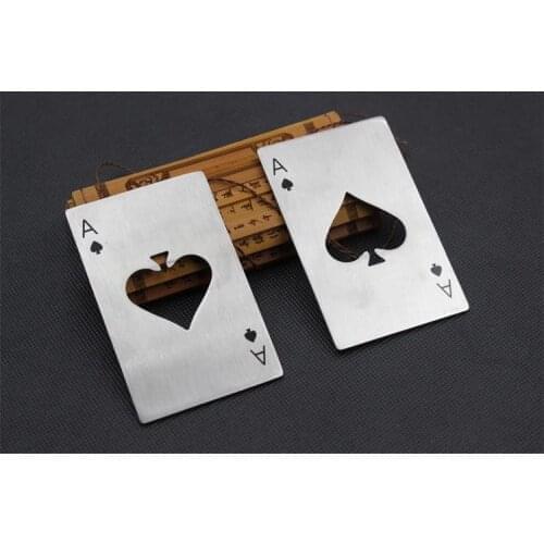 Free Shipping Hot Sell 100pcs/lot Poker Playing Card Ace of Spades Bar Tool Soda Beer A Card Bottle Opener