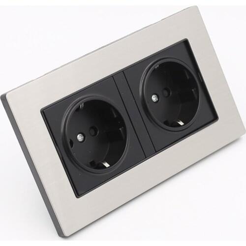 EU Double Power Socket Schuko, Schuko Power Panel, 16A EU Standard Wall Outlet