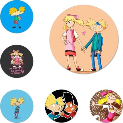 Hey Arnold Anime Icons Pins Badge Decoration Brooches Metal Badges For Backpack Decoration 58mm