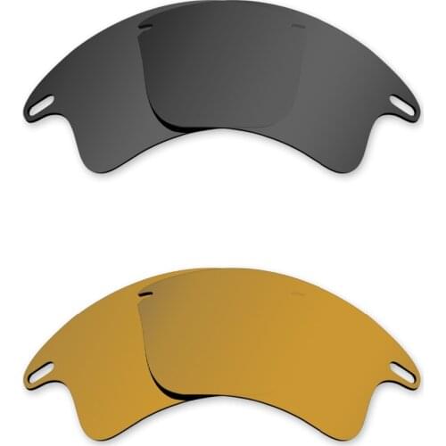 Glintbay 2 Pairs Polarized Sunglasses Replacement Lenses for Oakley Fast Jacket XL Stealth Black and Bronze Gold