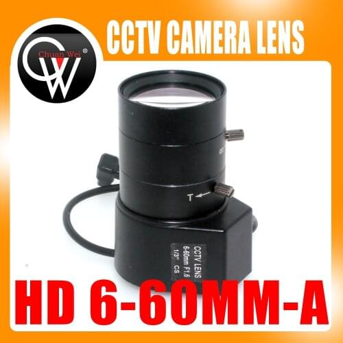 HD 1/3" 6-60mm F1.6 CS Mount DC Auto Iris Varifocal IR CCTV Lens for Box Body Camera