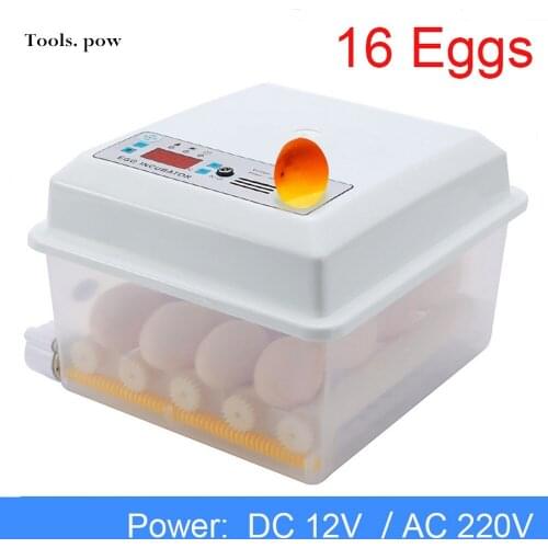 110V/220V 16 Eggs Incubator Double Power Intelligent Automatic Egg Hatcher for Chicken Duck Goose Pigeon Bird Quail Household