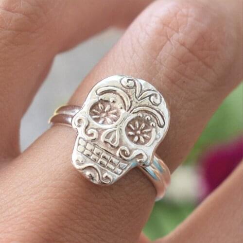 Trend New Quality Stainless Steel Crystal Ring Jewelry Halloween Cosplay Gift Nightmare Skull Personality Ring Accessories