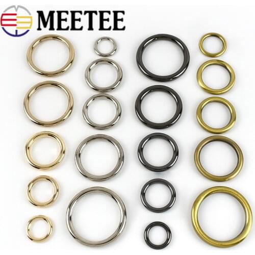 Meetee 5pcs 15-50mm Metal O Ring Buckles Dog Collar Bag Belt Strap Dog Chain Hooks Snap Clasps DIY Leather Craft Bag Accessories