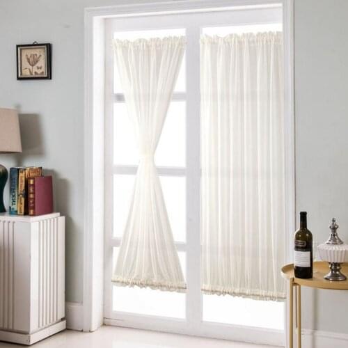 Set of 2Pcs White French Door Curtains - Blackout/Glass Door Curtain Panel for Privacy (64x183cm)