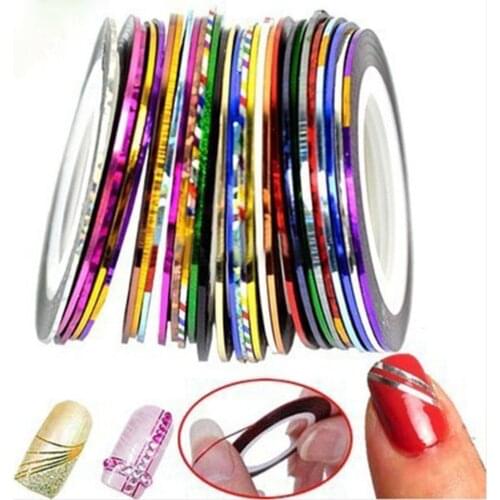 10Rolls Mixed Color Nail Striping Decals Foil Tips Tape Line For DIY 3d Nail Art Tips Decorations Nail Foil Decals Set