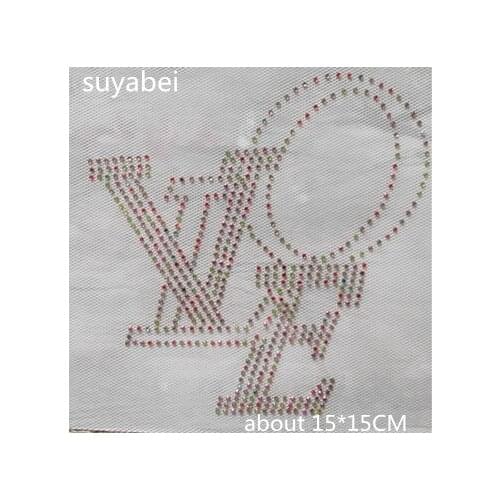 2pc/lot Letter sticker Hotfix Rhinestone motif iron on transfer motif hot fix applique patches for shirt bag design stone