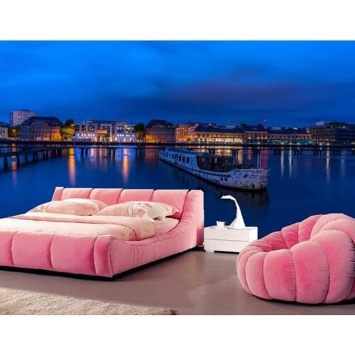 Custom 3d mural,Germany Berlin Houses Rivers Ships Sky Night wallpaper,restaurant living room sofa TV wall bedroom wallpaper