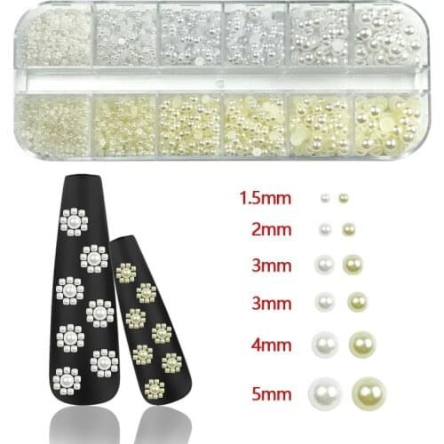 New Arrive Hot Sale Semi-Circle Pearl With Flat Bottom AB Nail Rhinestones For Nail Art Decorations