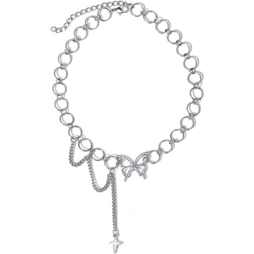 72XE Hollow Butterfly Necklace Ladies Ins Niche Design New Clavicle Chain Necklace Harajuku Campus Style Simple Jewelry