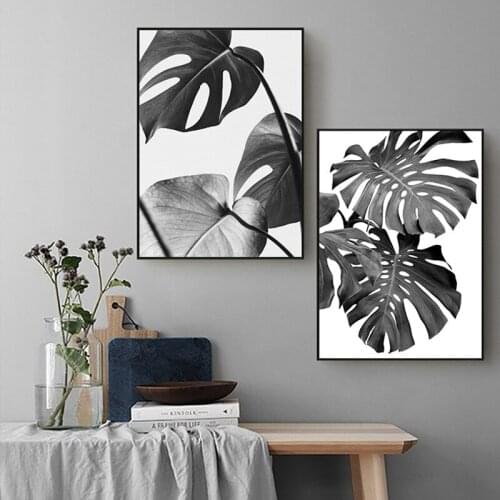 Minimalist Style Scenery Green Plant Leaves Flower Letter Canvas Painting Wall Frameless Picture Poster Living Room Decoration