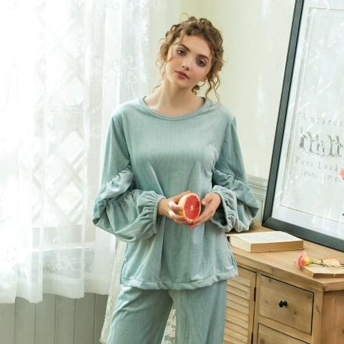 Japanese style pajamas female autumn winter plus size casual fairy suit Korean warm flannel home service Gowns vintage sleepwear