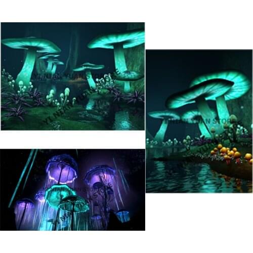 Full square/round resin drill Glow Magic Mushroom Fantasy Dark Forest DIY Diamond Painting Cross Stitch Embroidery Rhinestone