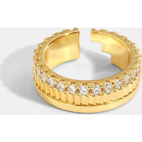 Hot Brand light luxury geometric water chestnut ring gold-plated diamond opening index finger ring tide jewelry gift wedding