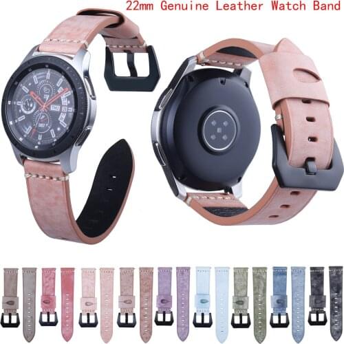 Strap for Samsung Gear S3 Galaxy Watch 46mm Amazfit Stratos 2 2S 22mm Vintage Mist Wax Skin Pattern Genuine Leather Watch Band