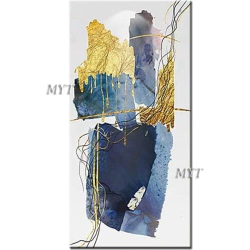 Modern Living Room Decoration Piece Pure Handmade Gold Foil Abstract Oil Painting Canvas Wall Art Large Design Acrylic Paintings