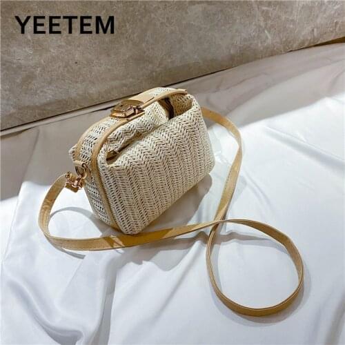 Womens Bag Korean Summer Straw Woven Handbag Fashion Clutch All-match Shoulder Bag Diagonal Bag Purse Fashion Tote Bag