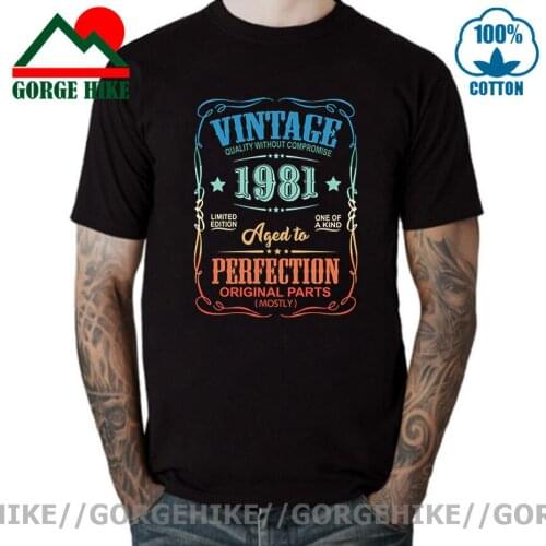 Awesome Limited Edition Vintage 1981 Aged to Perfection T-Shirt Men T Shirt Oversize Black Tops Male TShirt Cotton Man Tee shirt