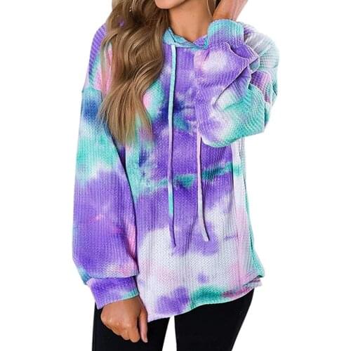 Women Hoodie Printed Tie-dye Gradient Sweatshirt Long Sleeve Pullover Tops Blouse Female Elegant Bluza Damska Female Streetwear