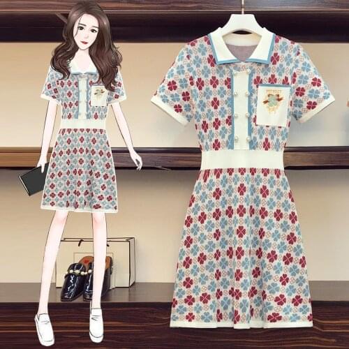 * will * womens summer dress fat reduction age big yards sister web celebrity knitted jacquard accept waist elastic dress