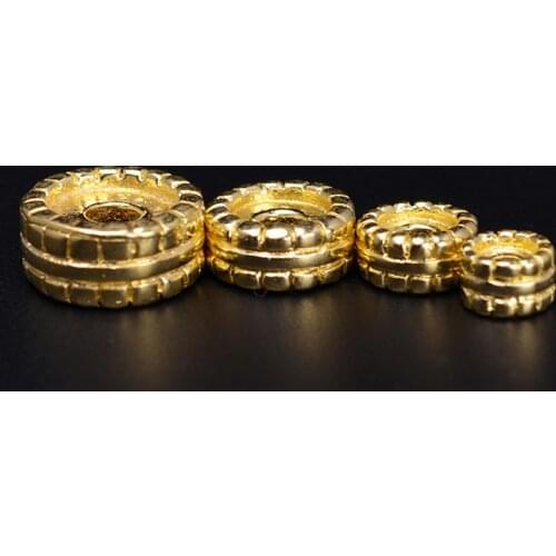 10 PCS 6mm 8mm 10mm 12mm Metal Raw Brass Round Spacer Beads Hole Beads Flat Beads DIY Jewelry Accessories