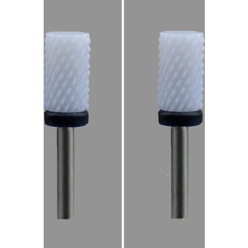 2pcs White Ceramic Nail Drill Bit - Small Barrel Bit XC