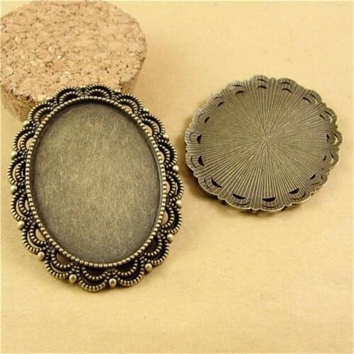 20Pcs/lot Lace Pattern Oval Pendant Base 40*30MM Big Cameo Base for Jewelry Making