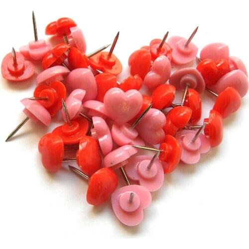 50 PCS/Lot Heart Shape Thumb Tack Standard Pin For Wall Decoration Push Pins Thumbtacks Photo Pin Office School Supplies