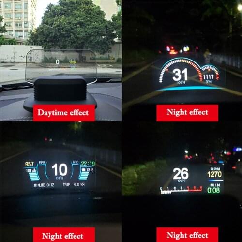C1 Car Head Up Display HUD Display with OBD GPS Dual Systems Car HUD with Speedometers Warning GPS Multiple Display Functions