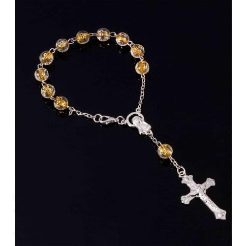 Jesus Golden Line Rosary Cross Saint Benedict Rosary Bracelet Austrian Divine Center Mercy Saint Religious Icon Beaded Bracelet