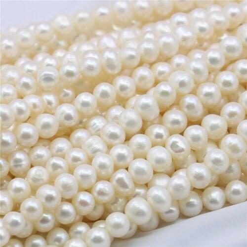 8-9mm Natural White Freshwater Cultured Pearl Loose Beads Women Diy Wholesale Price Jewelry Nearround Jewelry Making 15inchB1324