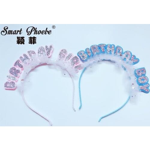 Boutique 10pcs Fashion Cute Glitter Star Tulles Birthday Girl/Boy Party Cartoon Hairbands Princess Headwear Hair Accessories