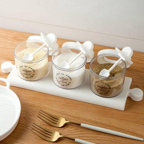 Spice Bottle Salt Pepper Jar Seasoning Jar Moisture-proof Lid Spoon Seasoning Container Kitchen Seasoning Bottle Combination Set
