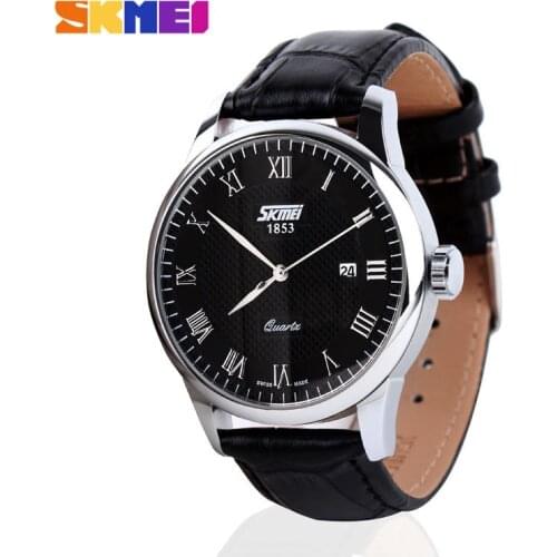 SKMEI Business Mens Watches Top Brand Luxury Leather Strap Watch Men 3Bar Waterproof Quartz Wristwatches relogio masculino
