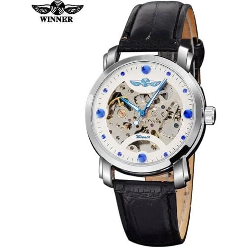 TWINNER fashion brand men sport mechanical watches leather strap hot casual mens automatic skeleton silver case watches relogio