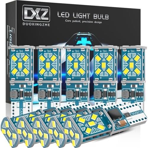 DXZ 10PCS W5W T10 LED Bulbs Canbus 15-SMD 12V 6000K 2016 194 168 LED Car Interior Map Dome Lights Parking Light Auto Signal Lamp