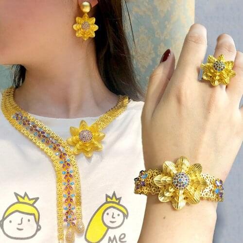 Kellybola Jewelry Trendy Luxury High Quality Zircon Necklace Earring Bracelet Ring Set Womens Wedding Party Celebration 4PCS