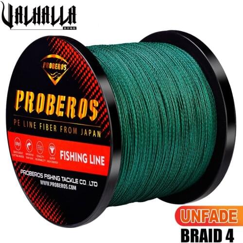 VALHALLA 4 Braided Fishing Line 300M 500M 1000M 4 Strands 0.1mm-0.6mm Unfade Yarn Line Weaves Fishline 6LB-100LB Cord Line