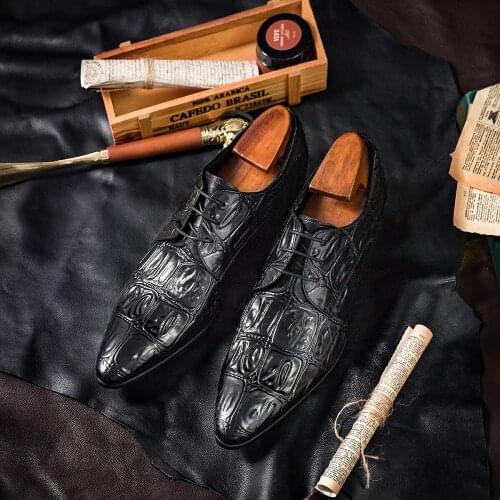 HANMCE 2021 Hot Selling Formal Shoes Party Wedding Men Dress Shoe Lace Up Cow Genuine Leather Derby Shoes
