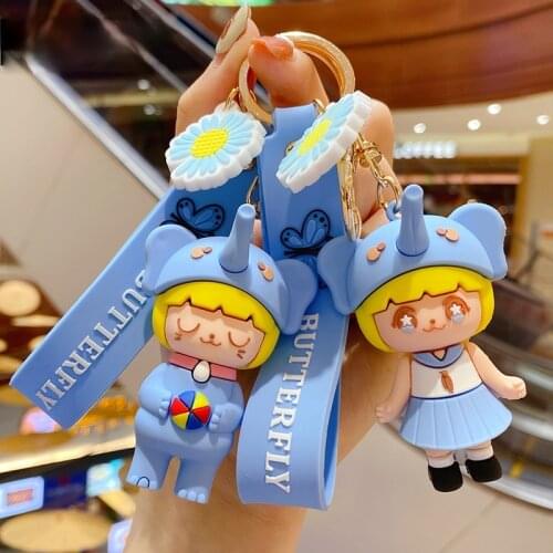 Cartoon Fashion Cute Baby Elephant Keychain Stay Cute and Cute Trend Pendant Couple Accessories Personality Car Key Pendant