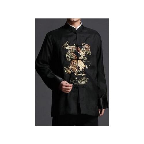 Mens outfit spring&autumn coathost clothing Chinese male martial arts dragon tai chilong sleeve jackettang suits black