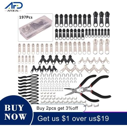 197pcs/Set Zipper Repair Kit Repair Zipper Universal Instant Fix Replacement Zip Slider Tools For Zipper Accessories
