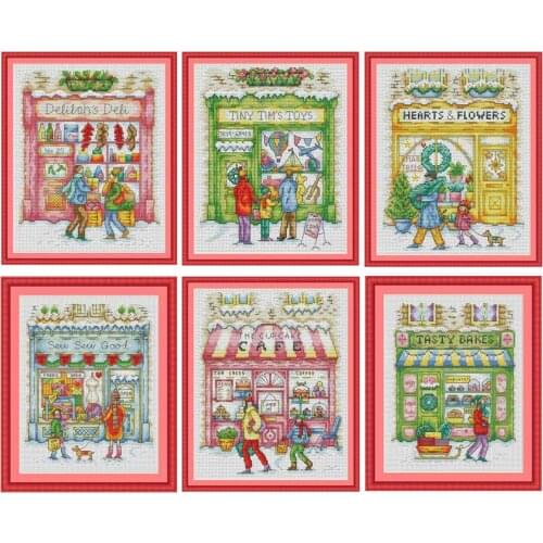 Christmas shop series patterns Counted Cross Stitch 11CT 14CT 18CT DIY Chinese Cross Stitch Kits Embroidery Needlework Sets