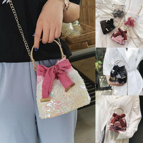 2019 New Fashion Women Ladies Mini Sequin Crossbody PU Leather Shoulder Bag Tote Purse Handbag Messenger Satchel