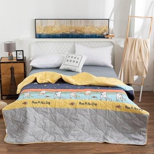 2021 New Cheaper Cartoon Summer Quilt Washed Simple Modern Air Condition Thin Blanket Kids Adult Comfortable Plaids