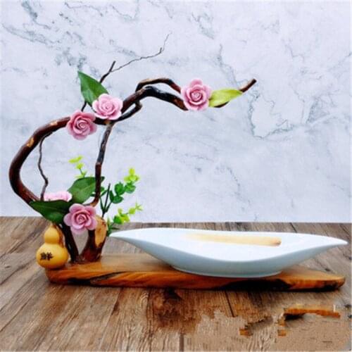 Hotel Restaurant new special plate Sushi seafood tray plate Creative tree flower root carving private dishes artistic tableware